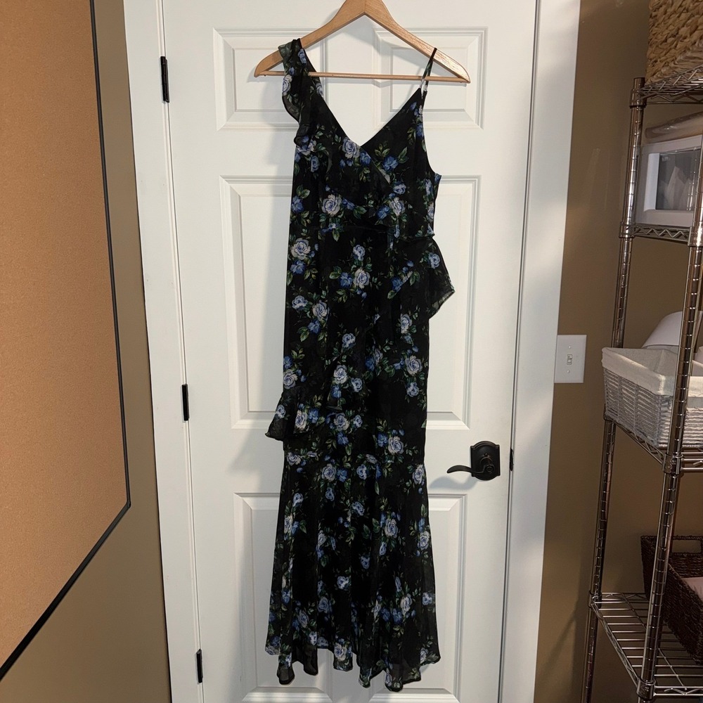 Yumi Kim Sunlight Maxi Dress Love Letter Black Blue Floral Ruffle DR-19514M M